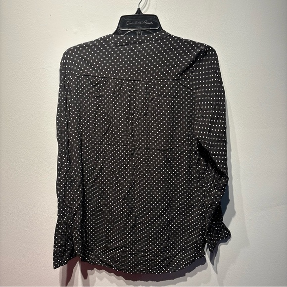 Old Navy Tunic Shirt Women's Black White Polka Dot‎ Long Sleeve Blouse Rayon SzM - Picture 2 of 10